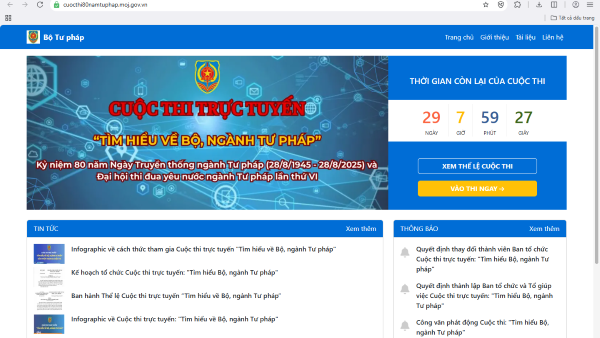Đã có gần 40.000 lượt thi sau hai tuần phát động Cuộc thi “Tìm hiểu về Bộ, ngành Tư pháp”